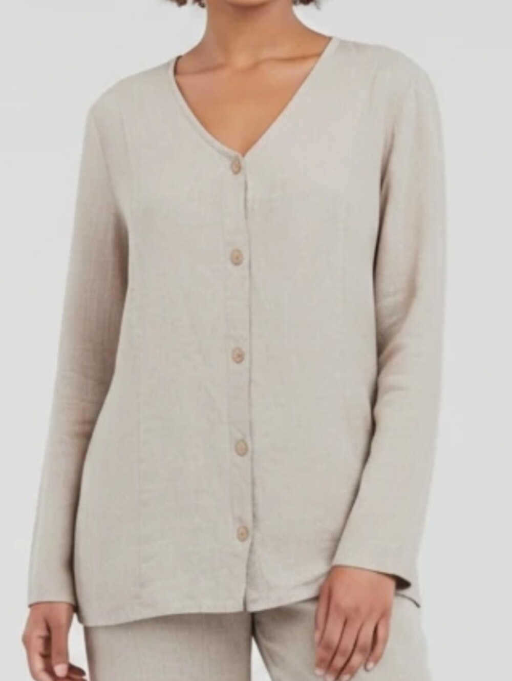 Flax Linen Button Down Cardigan Shirt Jacket